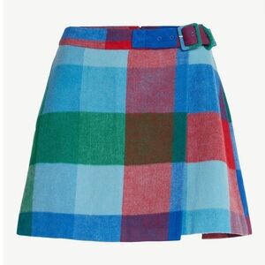 NWT Free Assembly Faux front wrap Plaid Multicolor Skirt. Size 8!